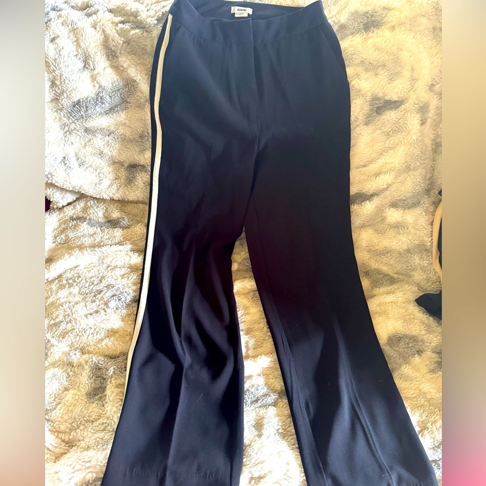 NWOT Jason Wu mens style black pants with cream stripe size 2